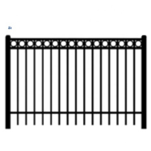 Residential Ornamental 3 Rails Flat Top with Rings Metal Fence with High Security Wrought Iron Decorative Fence for wholesales